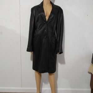 Anne Klein Lined leather coat size Large